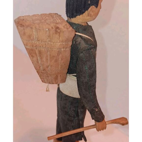 2 Handmade Tibetan Wooden Doll Indigenous Peoples Man Women 8" - Picture 10 of 13